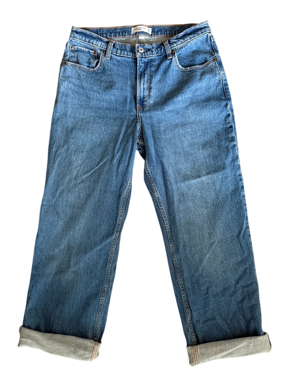 A&F Women’s Baggy Low Rise Medium Wash Blue Wide Leg Classic Jeans Size 30 Sz 10 - Picture 5 of 15
